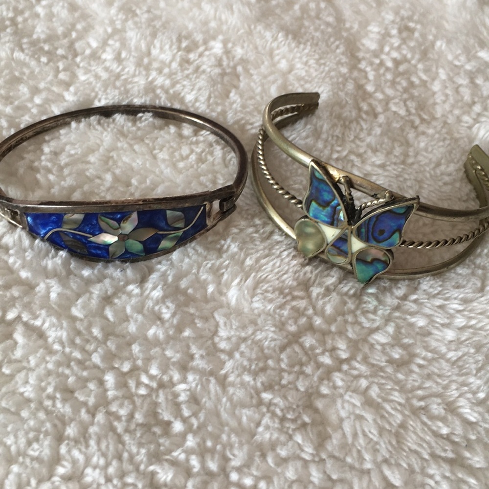 Silver Abalone Inlay Bracelets - image 1